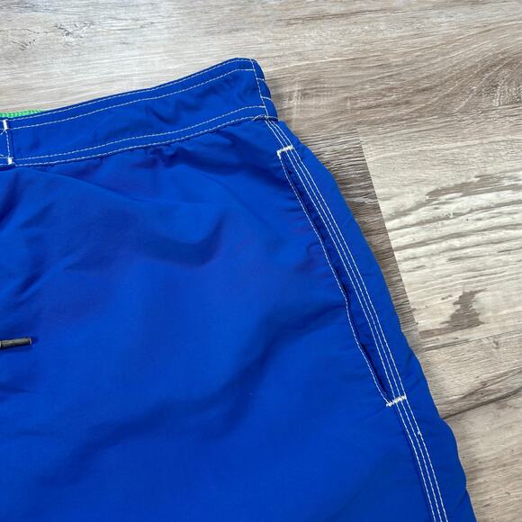 Polo Ralph Lauren Blue Swim Trunks Green Pony Logo Medium - Picture 2 of 8